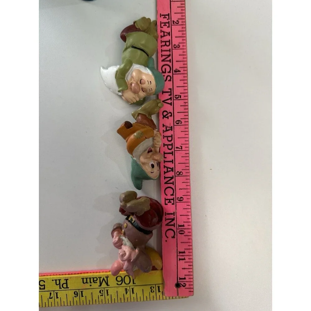 Disney Snow White Seven Dwarfs Sitter Resin Figurines Musicians Flower Pot Lot 3